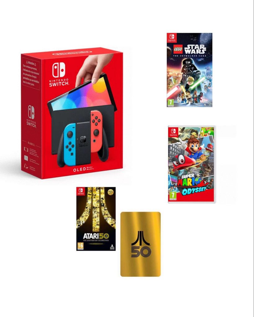 Nintendo Switch Oled Neon Atari Steelbook Edition Bundle Drawn