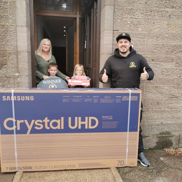 Won the 70″ Samsung TV, The Supermario Nintendo Switch Bundle and a £50 Just Eat Voucher