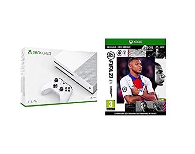 Xbox One S 1TB + White Xbox Controller, 1 month Xbox Game Pass & 14 days Xbox Live Gold & FIFA 21