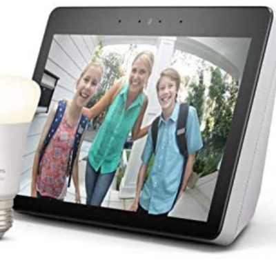 Echo Show (2nd Gen), White + Philips Hue White Bulb E27