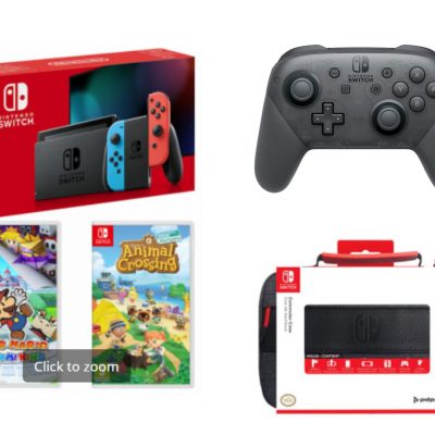 Nintendo Switch Bundle with Commuter Case & Extra Wireless Controller