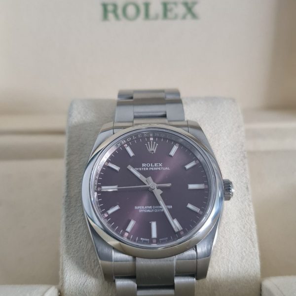 ROLEX Oyster Perpetual 34 Purple Dial Unisex Watch (DRAWN 31.03.21)