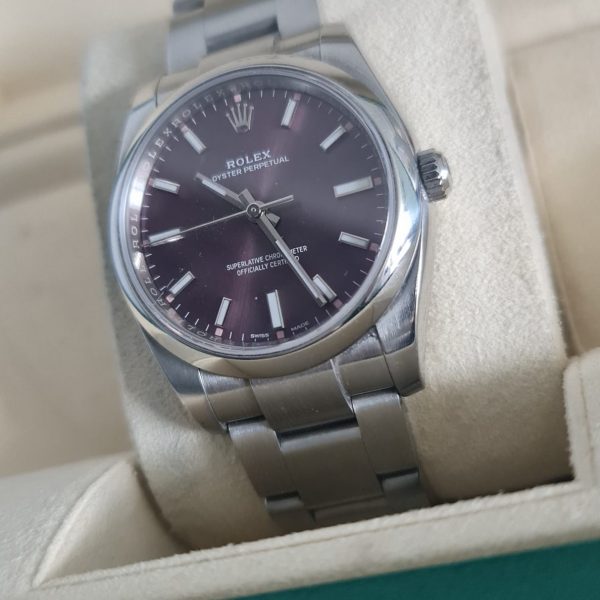 ROLEX Oyster Perpetual 34 Purple Dial Unisex Watch (DRAWN 31.03.21)