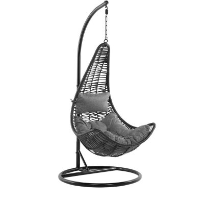 Rattan Hanging Chair with Stand Black ATRI (DRAWN 13.03.21)