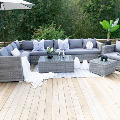 8 Seater Rattan Garden Lounge Set White XXL (DRAWN 13.03.21)