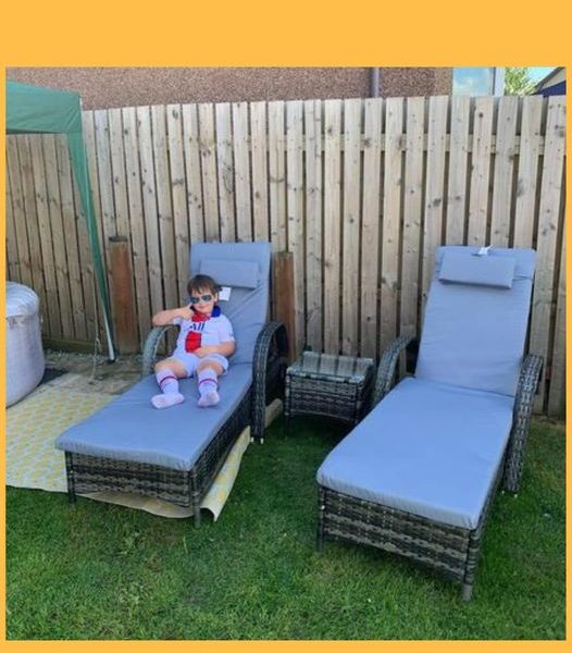 Won the Barkhamsted Reclining Sun Lounger Set With Cushions and Table!