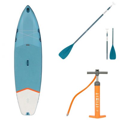 BEGINNER INFLATABLE TOURING STAND-UP PADDLE BOARD 11 FEET BLUE & PADDLE #2 (DRAWN 14.03.22)