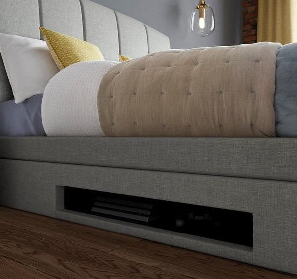 Seoul Upholstered TV Bed Grey with Mattress (DRAWN 29.03.22)