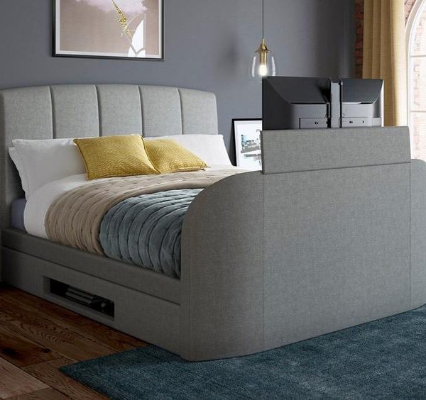 Seoul Upholstered TV Bed Grey with Mattress (DRAWN 29.03.22)