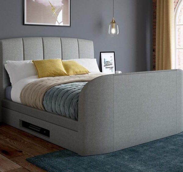 Seoul Upholstered TV Bed Grey with Mattress (DRAWN 29.03.22)