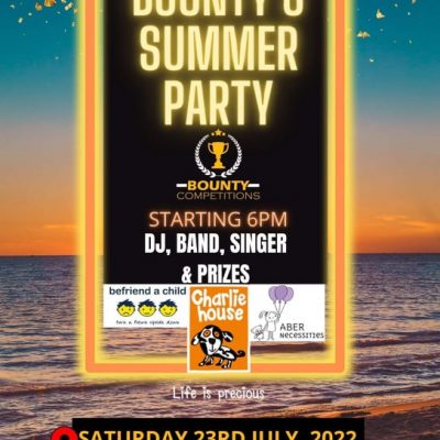 6 WINNERS: WIN 2 tickets for Bounty’s Summer Party charity Event 23/07 #4 (DRAWN 06.04.22)