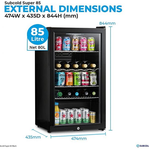 Subcold Super85 LED - Under-Counter Fridge with Lock and Key (DRAWN 01.04.22)