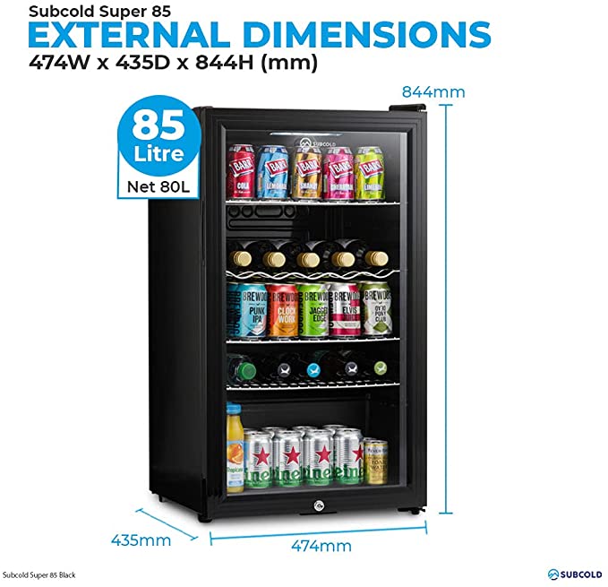 Subcold Super85 LED UnderCounter Fridge with Lock and Key (DRAWN 01.