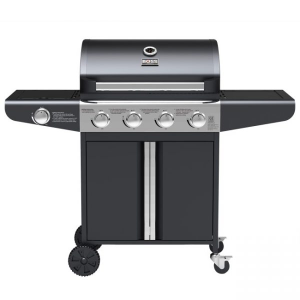 Boss Grill Kentucky Premium - 4 Burner Gas BBQ Grill with Side Burner - Black (DRAWN 01.04.22)