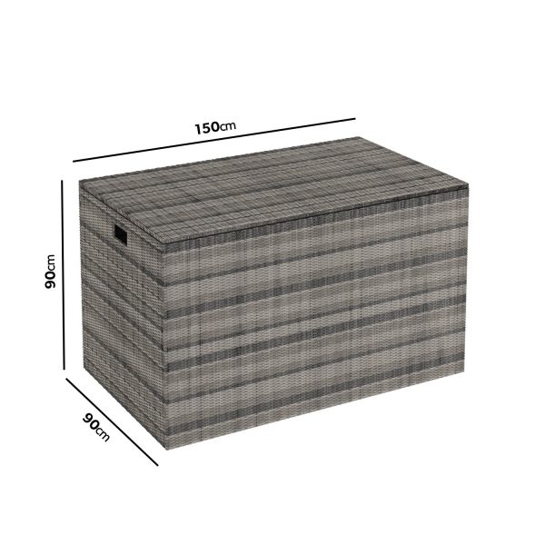 Grey Rattan Outdoor Gas Lift Storage Box - 150cm x 90cm (DRAWN 29.03.22)