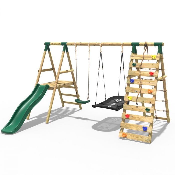 Wooden swing and on sale slide set uk