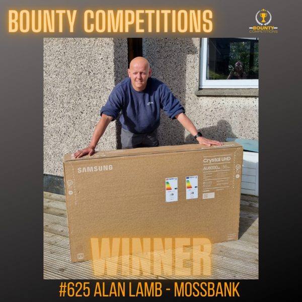 Won the 55″ Samsung TV on the Bounty Prize Wheel!!