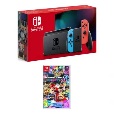 Nintendo Switch Neon Red & Mario Kart 8 Deluxe Bundle #2 (DRAWN 28.09.22)