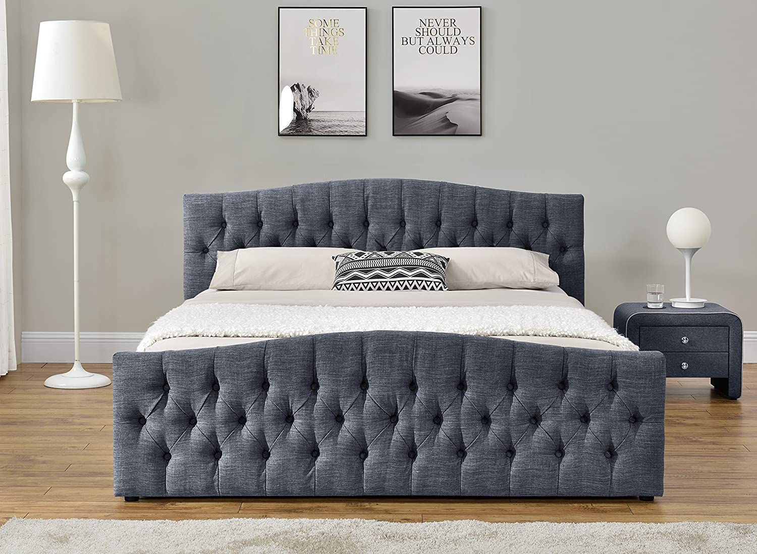 Dark Grey King Size Ottoman Storage Bed with mattress (DRAWN 11.07.22