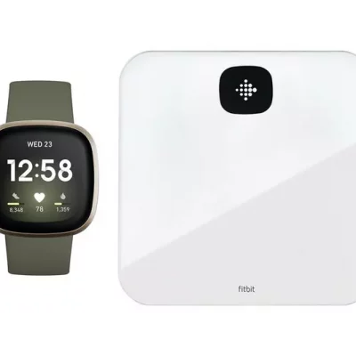 FITBIT Versa 3 & White Aria Air Smart Scale Bundle (DRAWN 25/08/22)