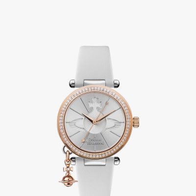 Vivienne Westwood Women's Orb Pastelle Swarovski Crystal Leather Strap Watch  (DRAWN 08.08.22)