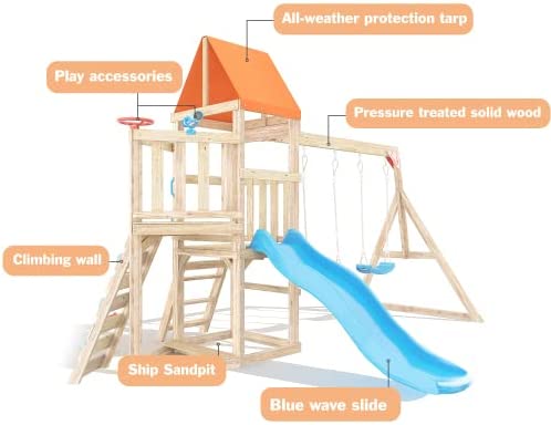 Wooden Swing and Slide Climbing Play Set (DRAWN 12.08.22)