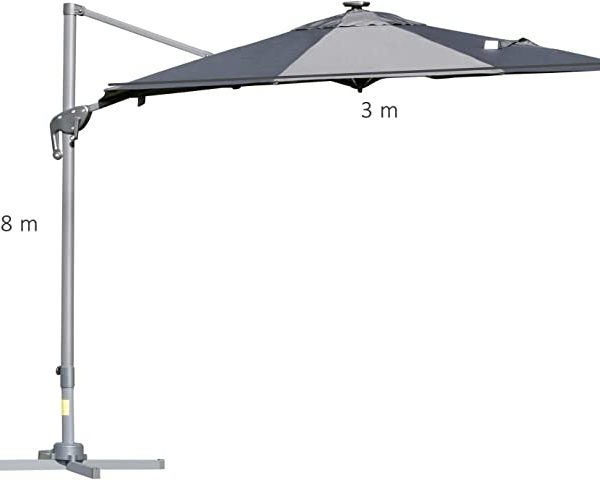 3m Cantilever Roma Parasol with LED Solar Light (DRAWN 12.08.22)