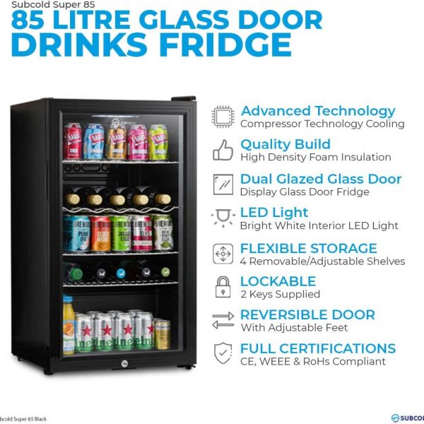 Subcold Super85 LED – Under-Counter Fridge with Lock and Key #4 (DRAWN 10/08/22)