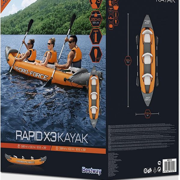 3 Person Inflatable Kayak Set with 2 Paddles and Hand Pump (DRAWN 12.08.22)
