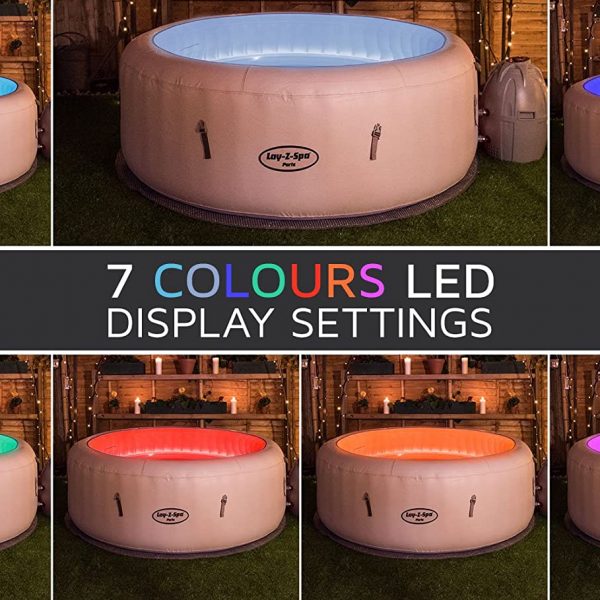 Lay-Z-Spa Paris Airjet Inflatable Hot Tub with LED Lights, 4-6 Person (DRAWN 12.08.22)