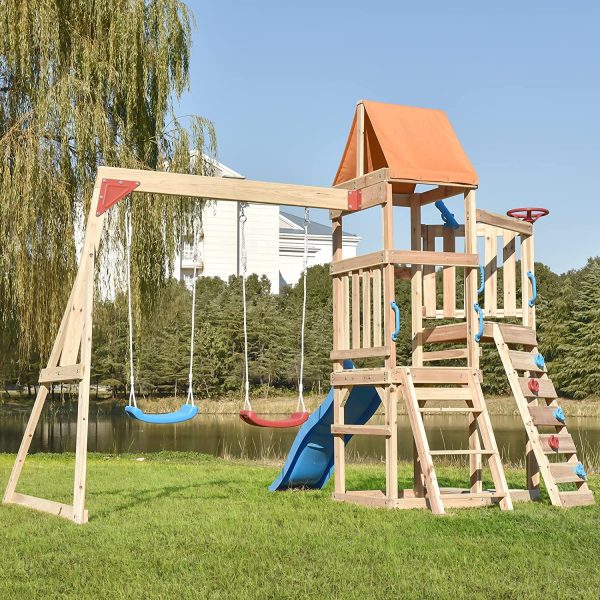 Wooden Swing and Slide Climbing Play Set (DRAWN 12.08.22)