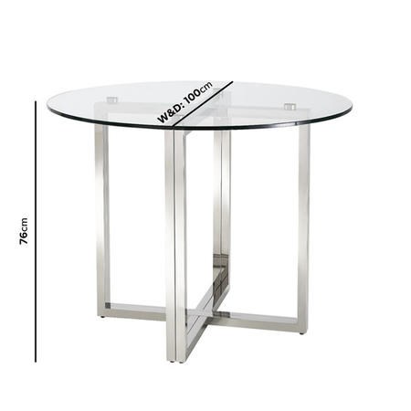 Round Glass Dining Table with 4 Grey Velvet Cantilever Dining Chairs - Alana Boutique (DRAWN 26.08.22)