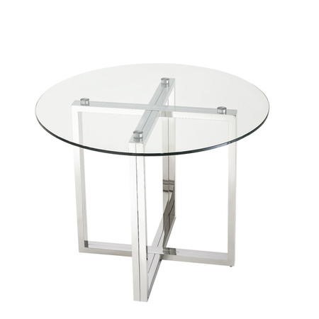 Round Glass Dining Table with 4 Grey Velvet Cantilever Dining Chairs - Alana Boutique (DRAWN 26.08.22)