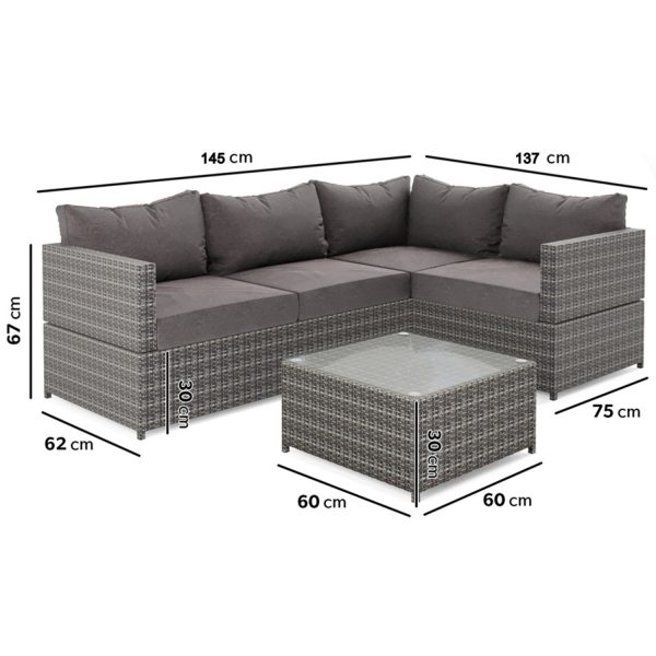 Grey Rattan Garden Corner Sofa Set – Fortrose #2 (DRAWN 10/08/22)