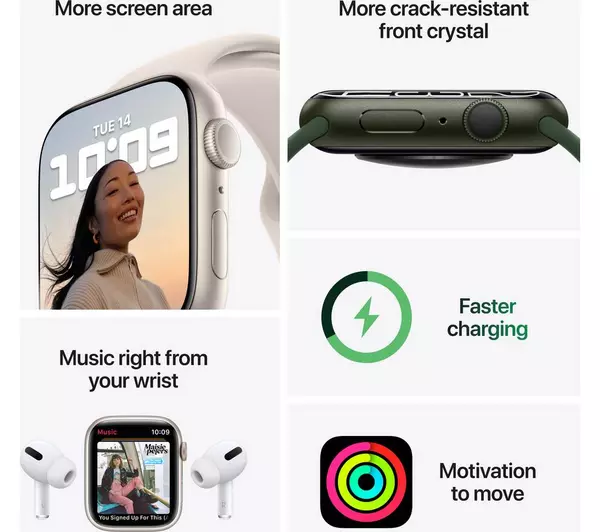 APPLE Watch Series 7 - Midnight Aluminium with Midnight Sports Band, 41 mm (DRAWN 17/08/22)