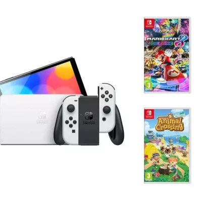 NINTENDO Switch OLED White, Mario Kart 8 Deluxe & SanDisk 256 GB Memory Card Bundle (DRAWN 05.10.22)