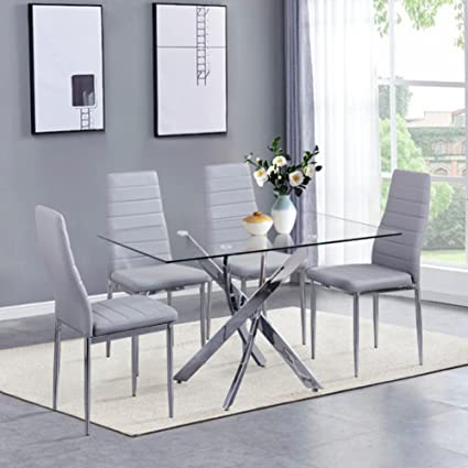 Glass Dining Table and 4 Chairs (DRAWN 16.09.22)