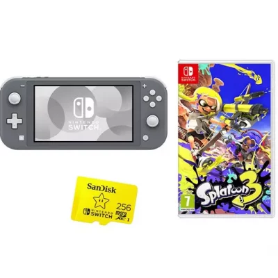 NINTENDO Switch Lite Grey, Splatoon 3 & 256 GB Memory Card Bundle (DRAWN 21.10.22)