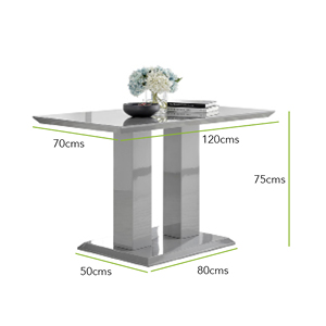 Gloss Dining Table and 4 Grey Milan Chairs (DRAWN 17.10.22)