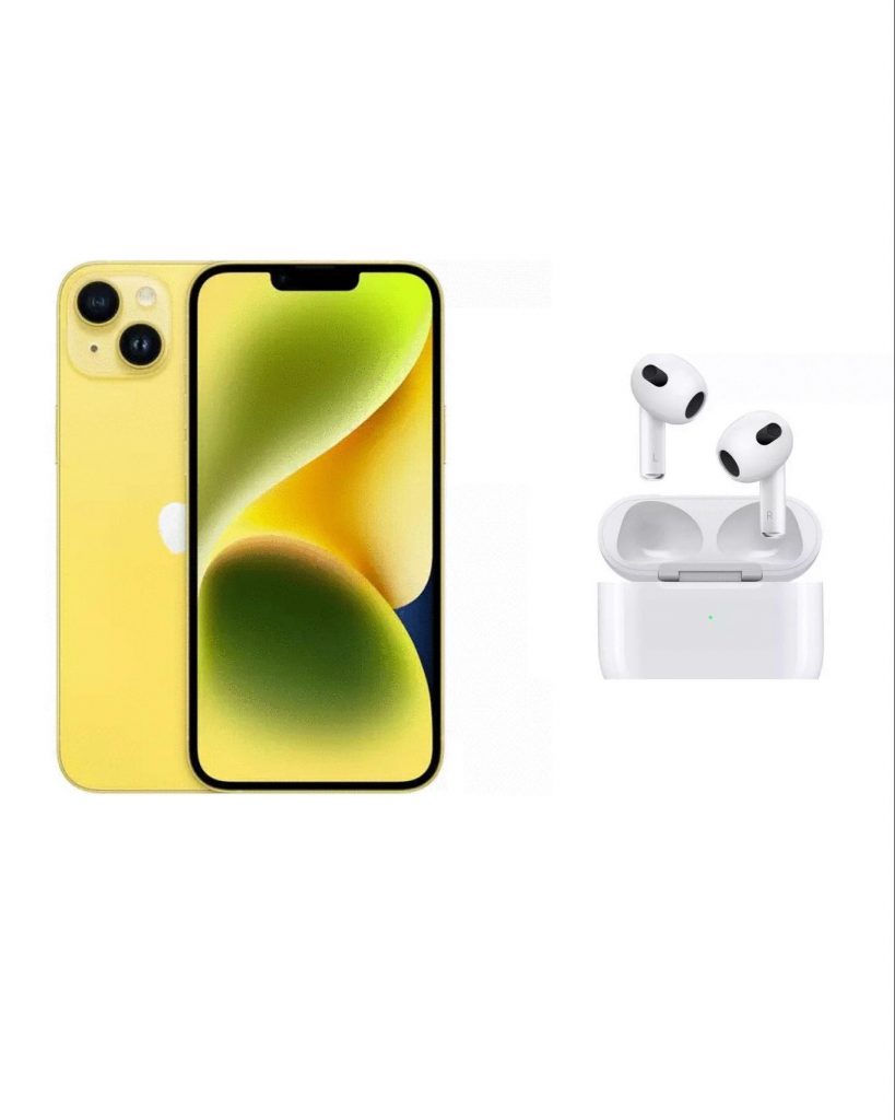 APPLE IPhone 14 Plus 128 GB Yellow And APPLE AirPods With MagSafe 