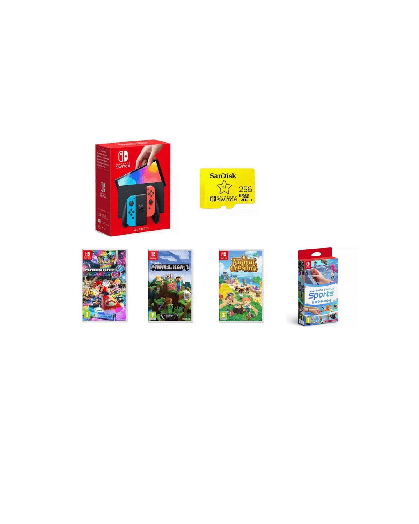 NINTENDO Switch OLED Neon, Games & SanDisk 256 GB Memory Card Bundle (DRAWN  05.05.23) – Bounty Competitions