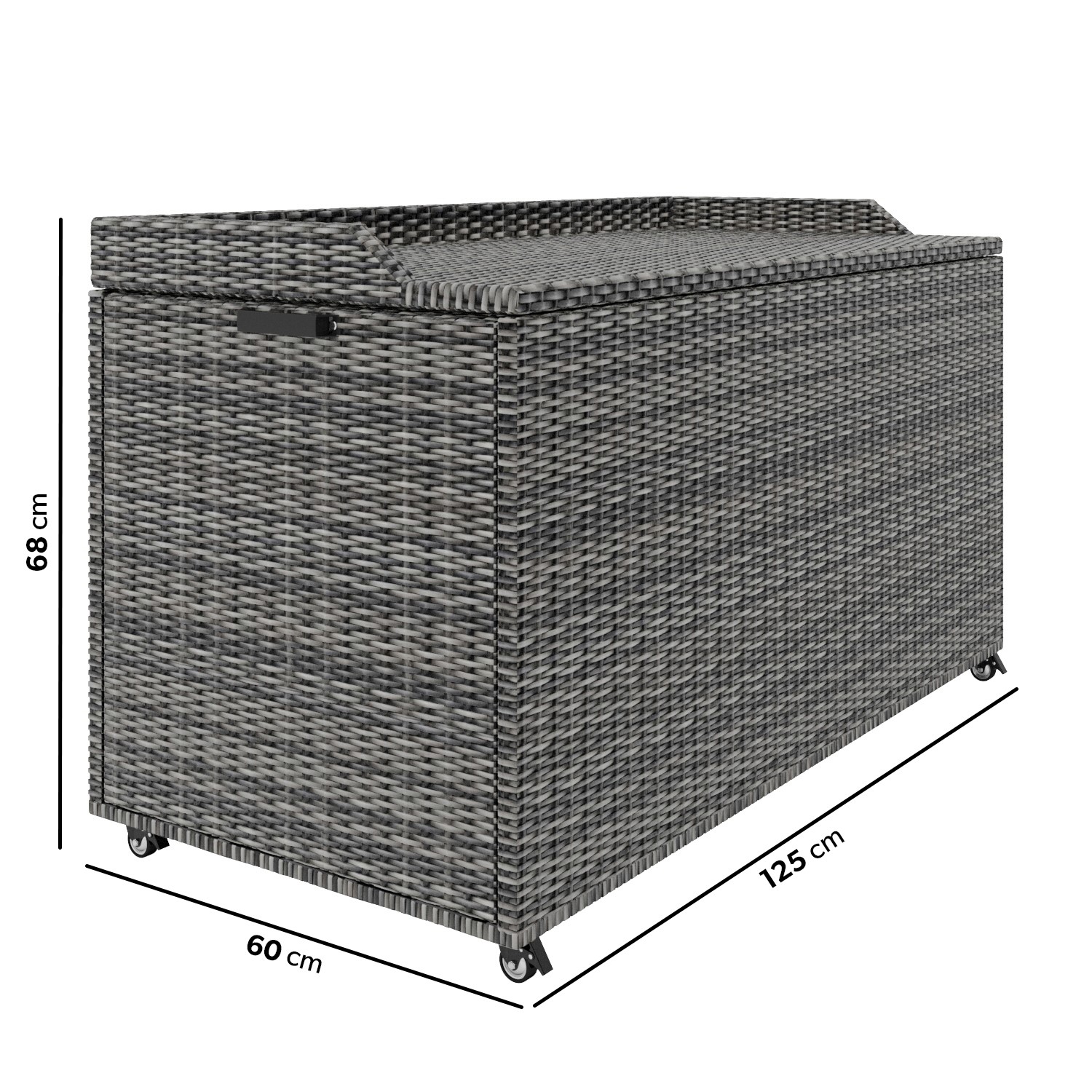 Outdoor Grey Rattan Storage Box with Serving Ledge & Wheels (DRAWN 19.