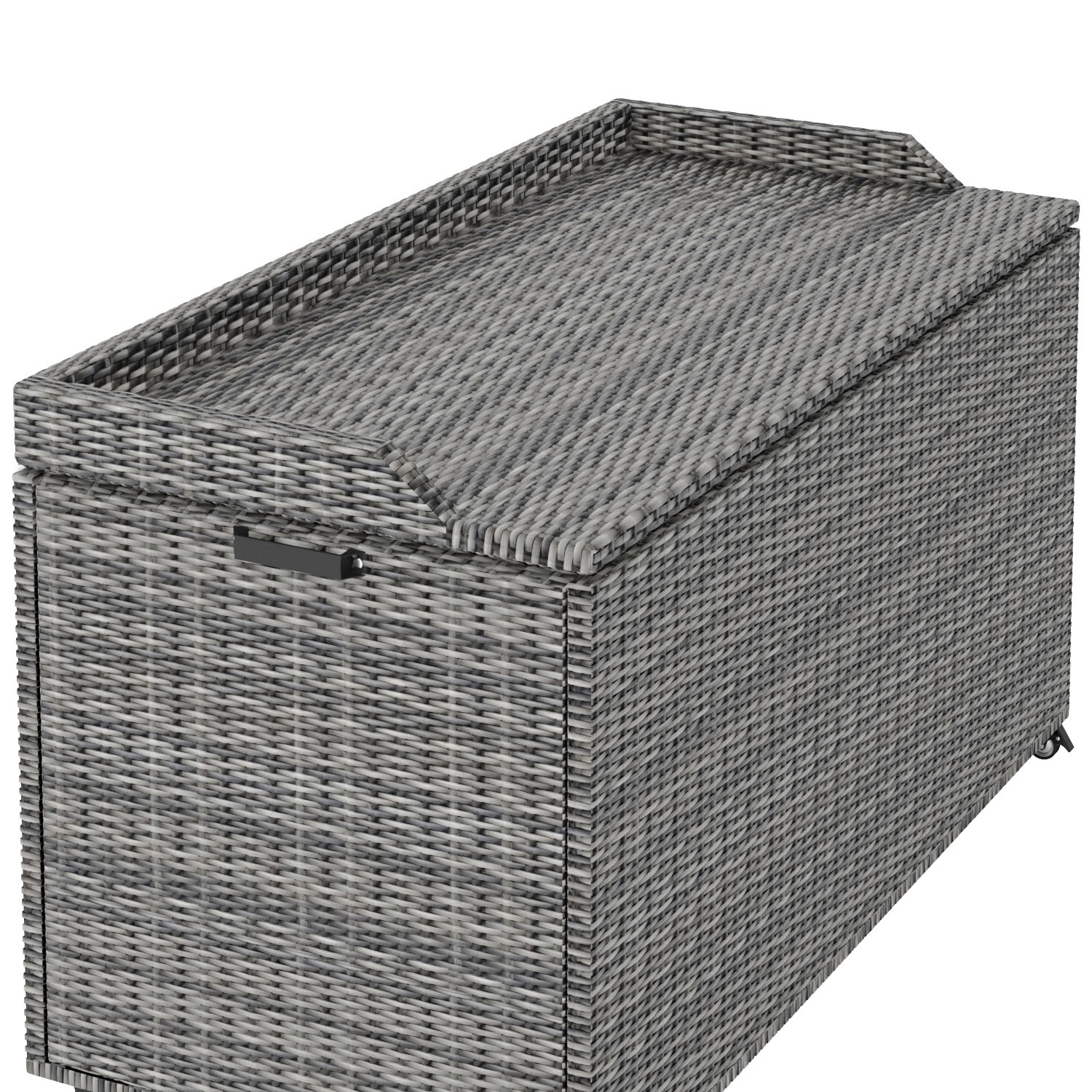 Outdoor Grey Rattan Storage Box with Serving Ledge & Wheels (DRAWN 19.