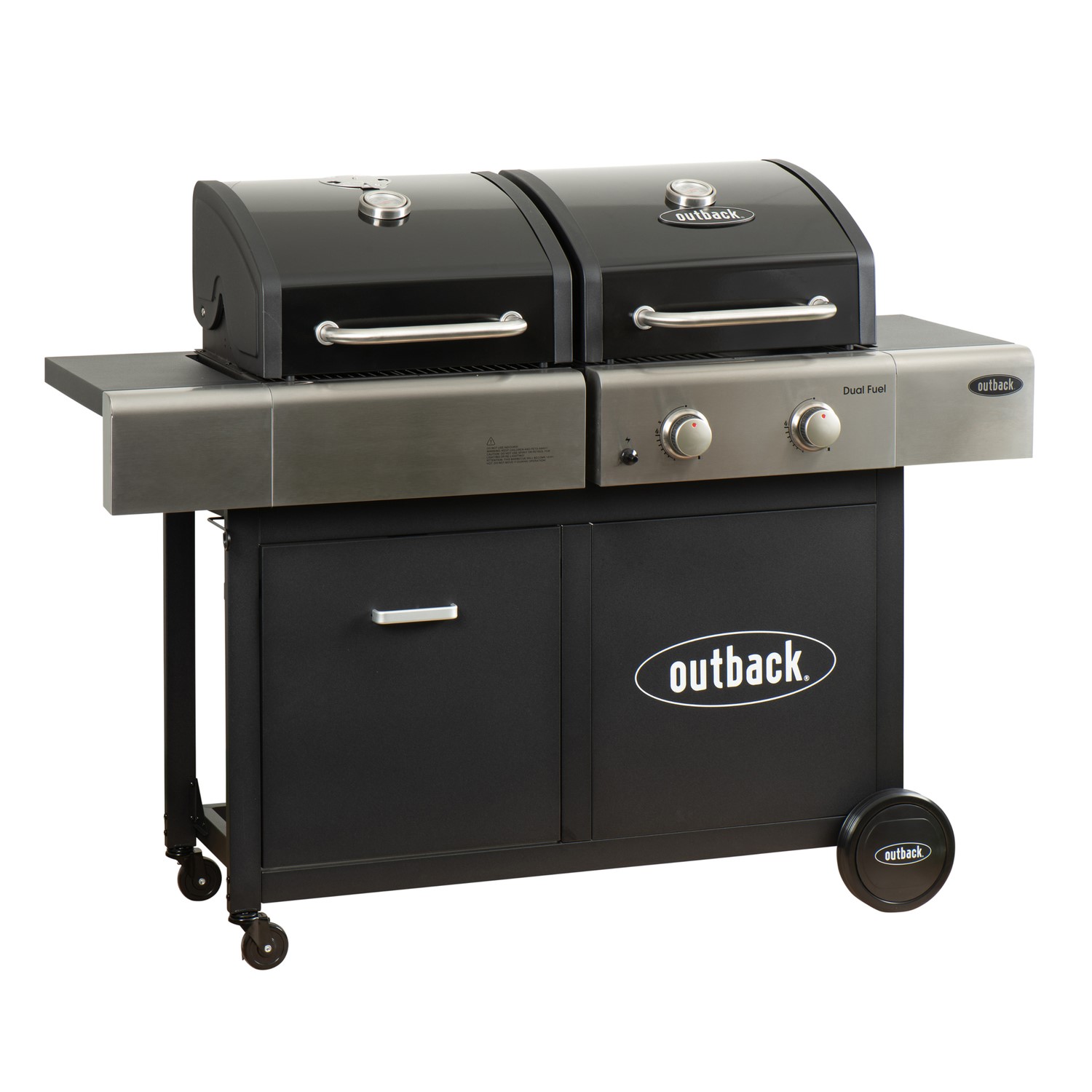 Outback 2 Burner Dual Fuel Gas BBQ Grill Black (DRAWN 12.05.23
