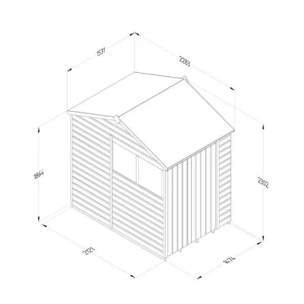 7' x 5' Beckwood Double Door Reverse Apex Wooden Shed