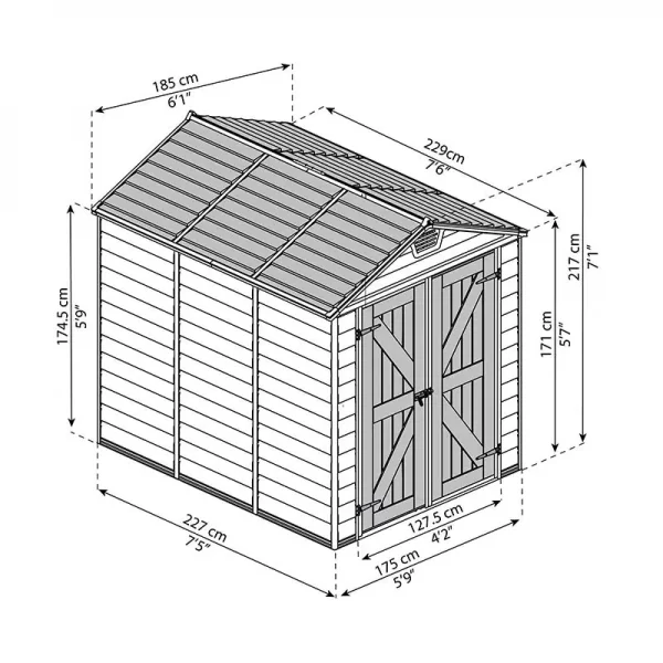 6' x 8' Palram Canopia Tan Skylight Plastic Shed