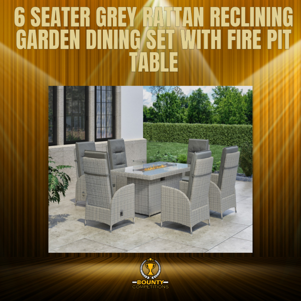 Won 6 Seater Grey Rattan Reclining Garden Dining Set with Fire Pit Table – Aspen