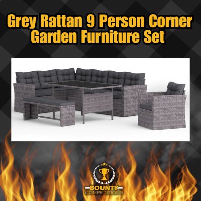 ☀️ Two Tone Grey Rattan 9 Person Corner Garden Furniture Set ☀️