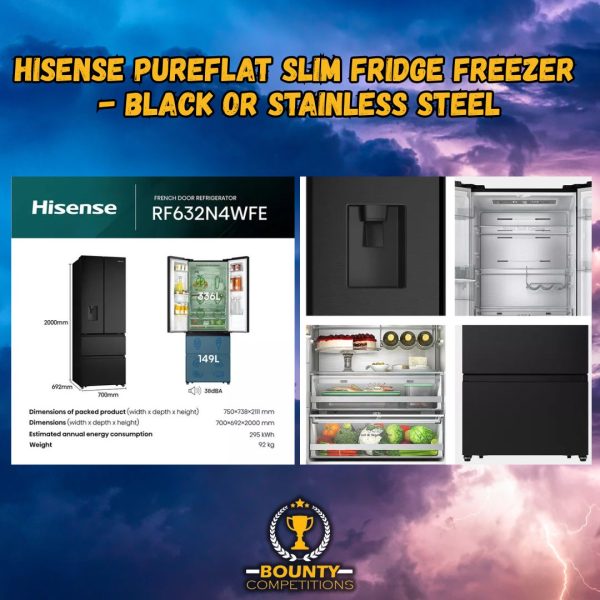 ❄️ HISENSE PureFlat Slim Fridge Freezer - Black or Stainless Steel ❄️