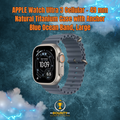 New APPLE Watch Ultra 3 Cellular - 49 mm Natural Titanium Case with Anchor Blue Ocean Band, Large ⌚